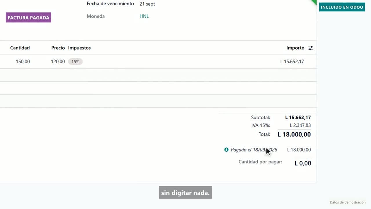 Vista del video: Odoo estándar: conciliación bancaria