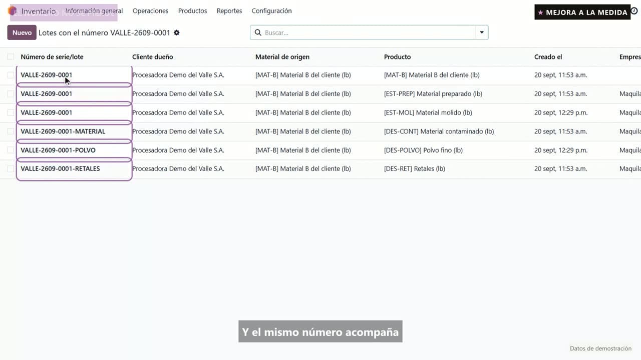 Vista del video: Mejora: la trazabilidad de un lote, de entrada a salida