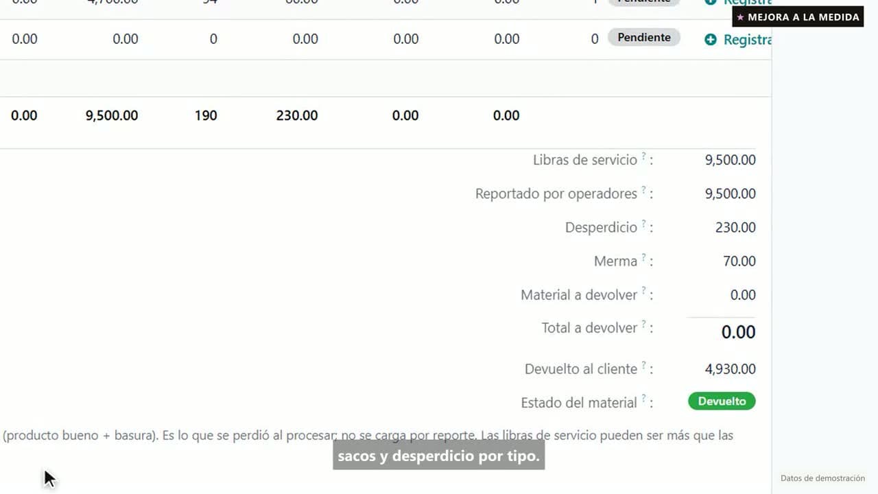 Vista del video: Una ficha por cada entrega de material